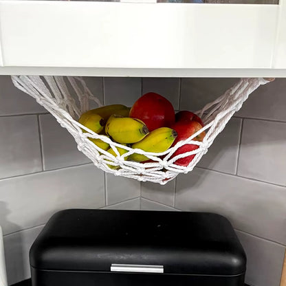 Hand-Woven Bohemian Style Cotton Fruit and Vegetable Storage Basket Wall-Mounted and Hanging under Cabinet