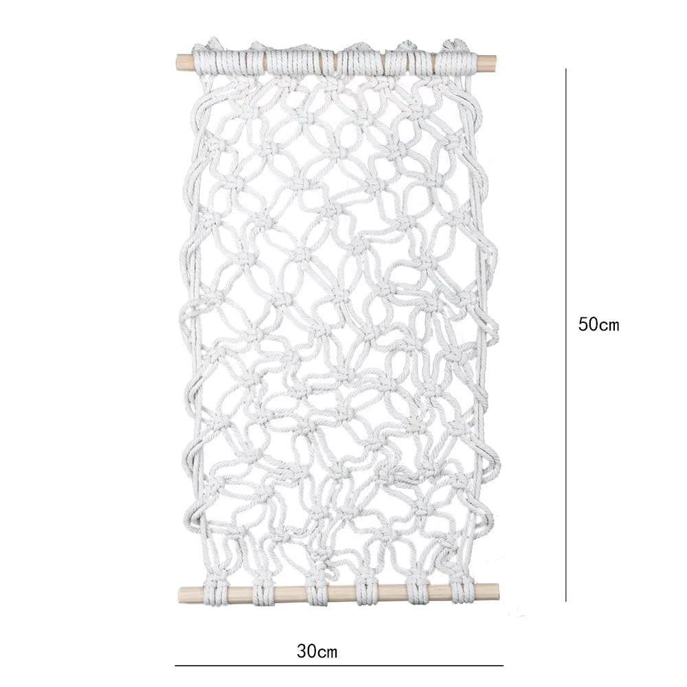 Hand-Woven Bohemian Style Cotton Fruit and Vegetable Storage Basket Wall-Mounted and Hanging under Cabinet