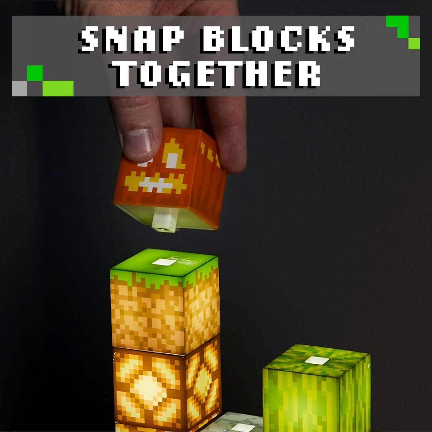 Minecraft Building Block Night Light – Officially Licensed LED Lamp for Boys’ Bedrooms, Gaming Decor & Gifts – Fun Minecraft Room Accessory