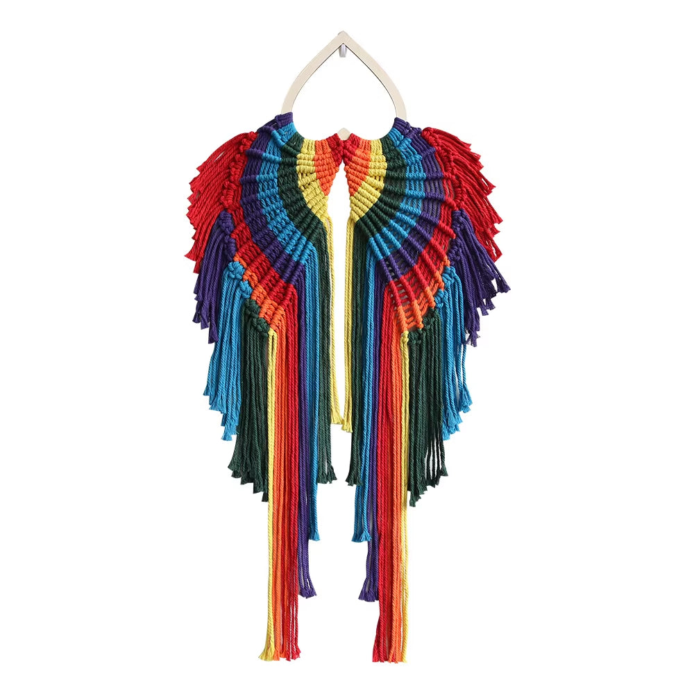 2025 Nordic Bohemian Rainbow Wing Wall Mounted Decoration Handcrafted Luxury for Bedroom Living Room Home Furniture Apartment