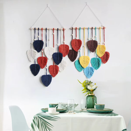 Nordic Handwoven Green Leaf Pendant for Living Room Decor