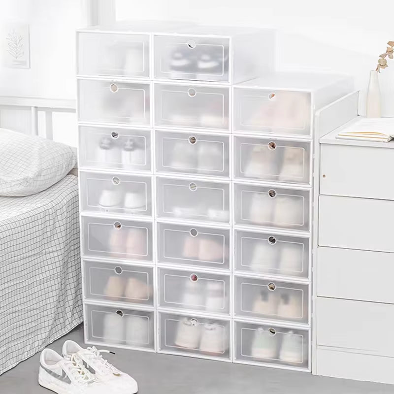 Simplicity 20Pcs Shoe Box Set Foldable Storage Plastic Kitchen Clear Home Organizer Rack Stack Bathroom Storage Box