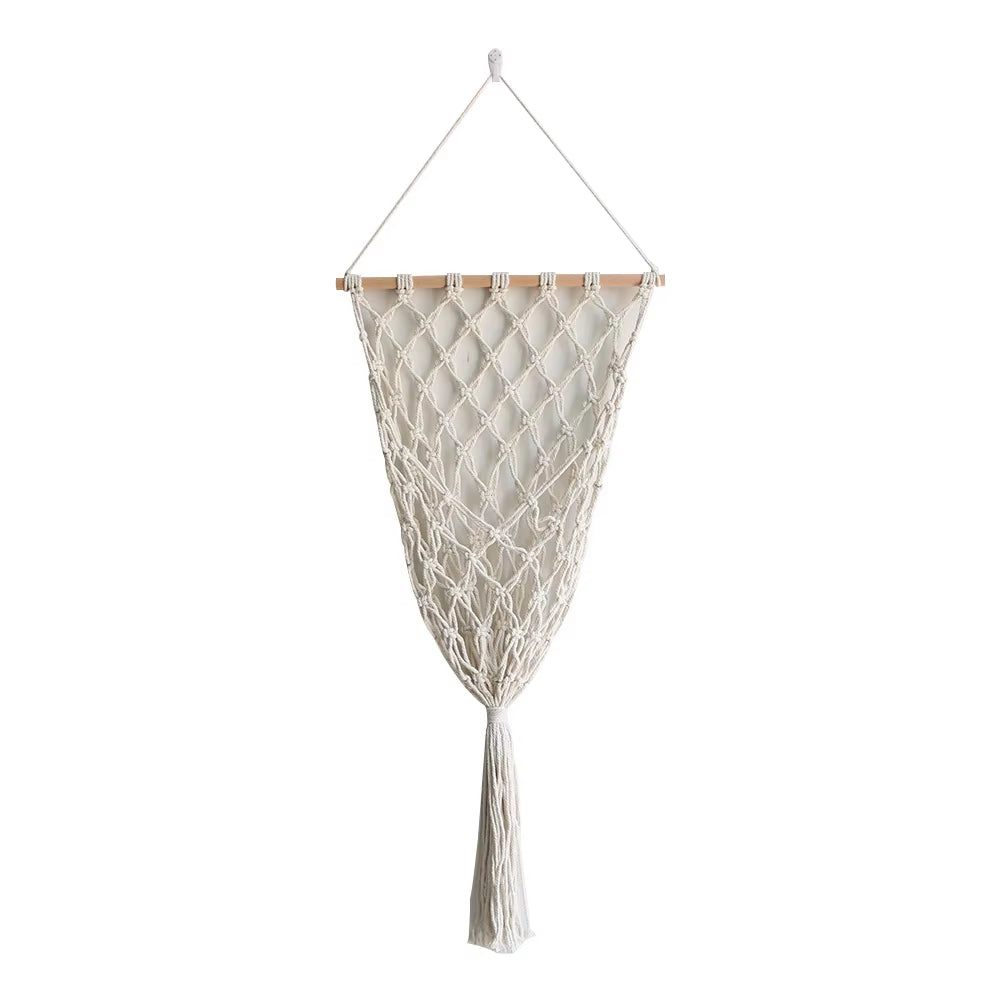 Boho Chic Tassel Lace Storage Basket-Handcrafted Wall Hanging for Fruits and Home Decor
