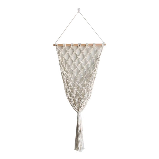 Boho Chic Tassel Lace Storage Basket-Handcrafted Wall Hanging for Fruits and Home Decor