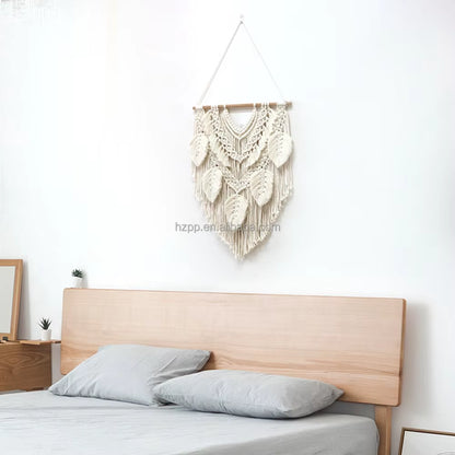 Hand-Woven Leaf Wall Hanging Simple Fashion for Home Office Apartment Outdoor or Hospital Decoration Background Tapestry