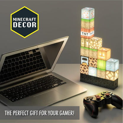 Minecraft Building Block Night Light – Officially Licensed LED Lamp for Boys’ Bedrooms, Gaming Decor & Gifts – Fun Minecraft Room Accessory