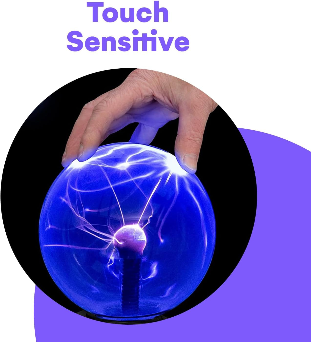 10-Inch Plasma Ball - Blue Plasma Globe Touch and Sound Sensitive - Nebula Thunder Lightning Lamp Plug-In for Science Decor - Crystal Ball for Bedroom, Parties, Kids, and Home Decoration